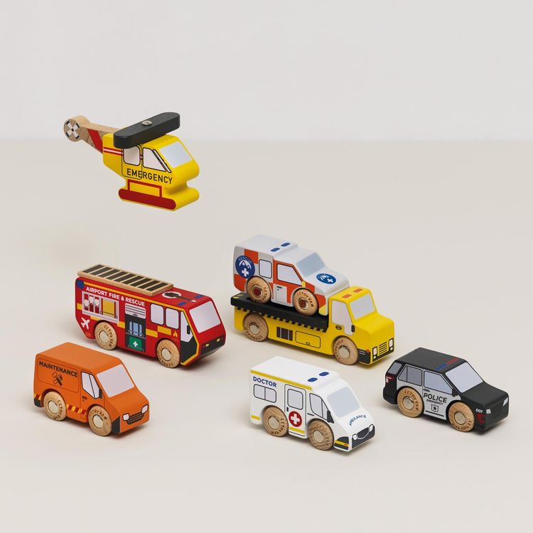 Wooden Set of 7 Emergency Vehicles