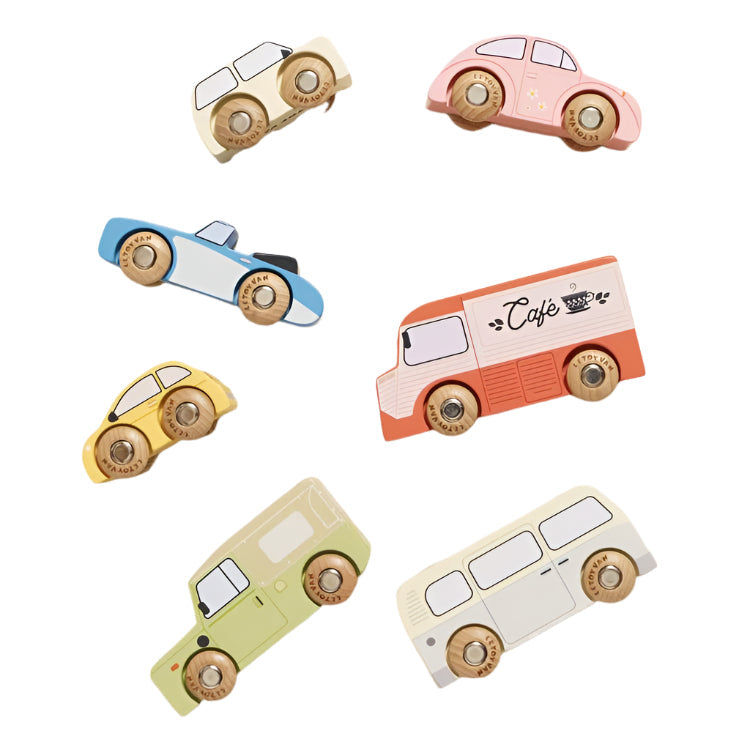 Wooden Vintage Toy Cars - 7 Pieces
