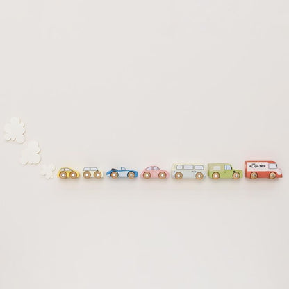 Wooden Vintage Toy Cars - 7 Pieces