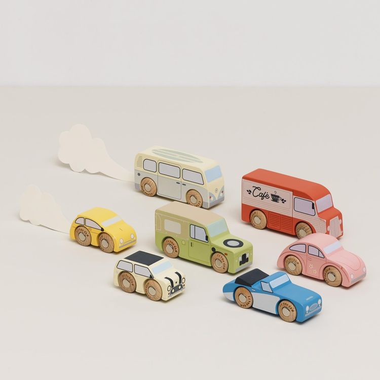Wooden Vintage Toy Cars - 7 Pieces